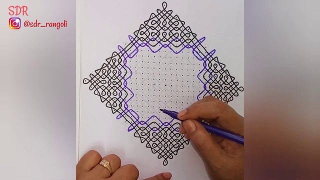 Excellent 29 - 1 Straight Dots Big Sikku Kolam || Chikku Rangoli || SDR Rangoli смотреть онлайн