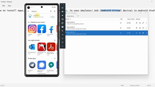 Install Apps, Whatsapp/ Telegram, in your Emulator/ AVD (Android Virtual device) in Android Studio? смотреть онлайн