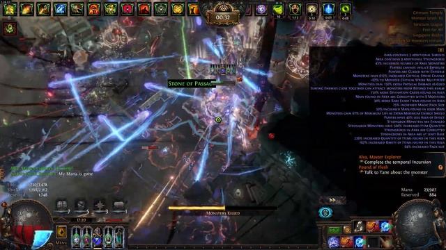 [PoE 3.20] Kinetic Blast Cast on Crit Fireball with Petrified Blood смотреть онлайн