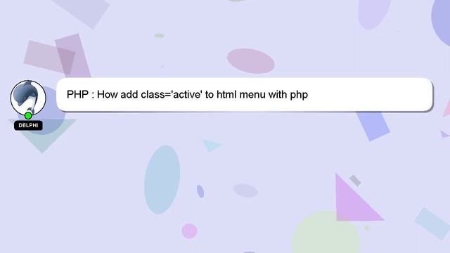 PHP : How add class='active' to html menu with php смотреть онлайн