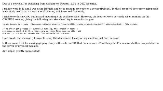 Unix & Linux: Using git over sshfs on OSX смотреть онлайн