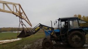 Сборка и монтаж деревянных ферм навеса нашей конструкции