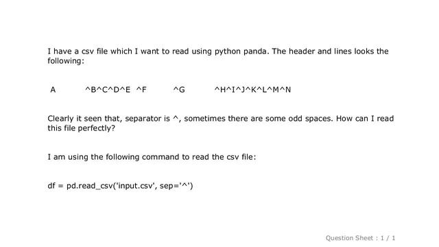 Pandas : Read CSV file using Pandas: complex separator смотреть онлайн