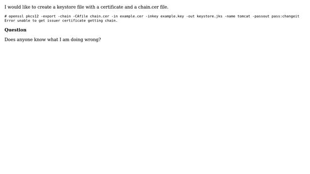 How to include chain.cer in a keystore file? смотреть онлайн