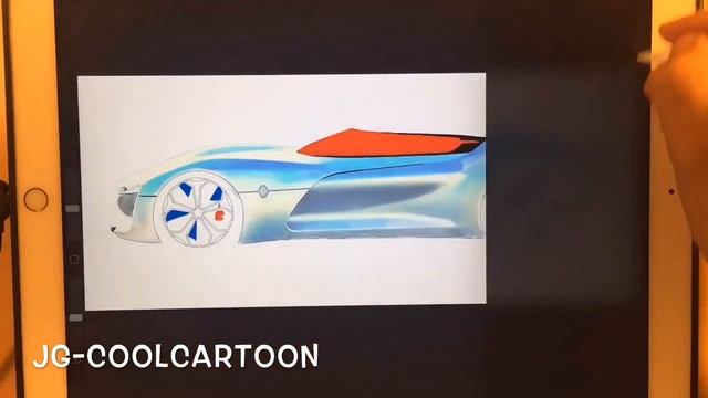 Drawing realistic car Renault Trezor iPad Pro Apple Pencil Procreate Time lapse JG-CoolCartoon смотреть онлайн