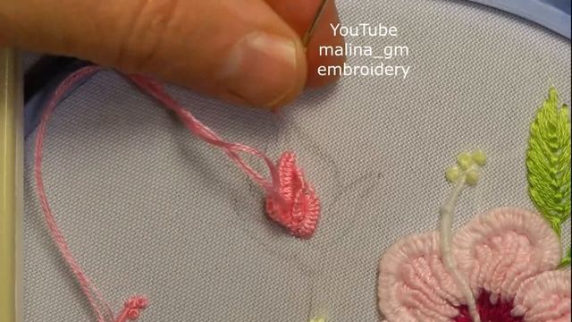 Brazilian embroidery: Fly Stitch Leaf & bud FOR Sudanese rose смотреть онлайн
