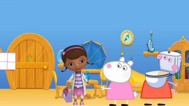 Свинка Пеппа ПРЕВРАТИЛАСЬ В УНИТАЗ какашки Доктор плюшева мультик Cdbyrf Gtggf смотреть онлайн