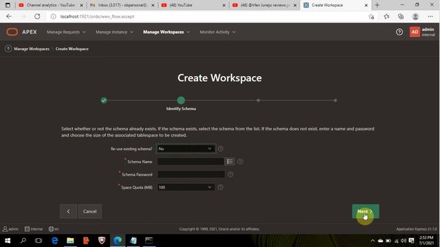 How to Create Workspace | Oracle APEX 21.1 смотреть онлайн