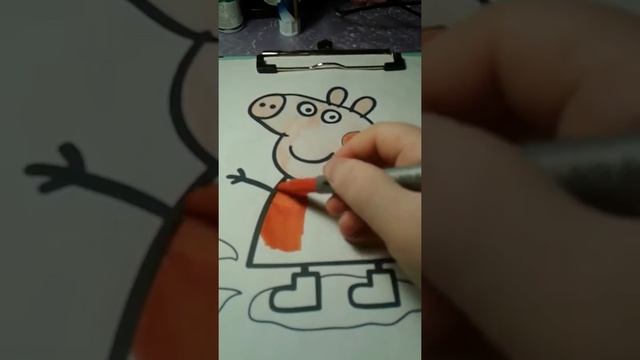 Раскраска/Свинка Пеппа прыгает в луже/видео для детей смотреть онлайн