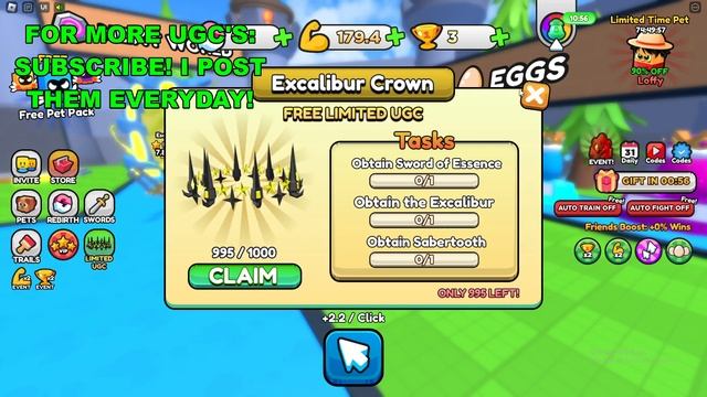 How To Get Excalibur Crown in Pull a Sword (ROBLOX FREE LIMITED UGC ITEMS) смотреть онлайн