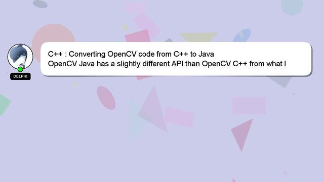 C++ : Converting OpenCV code from C++ to Java смотреть онлайн