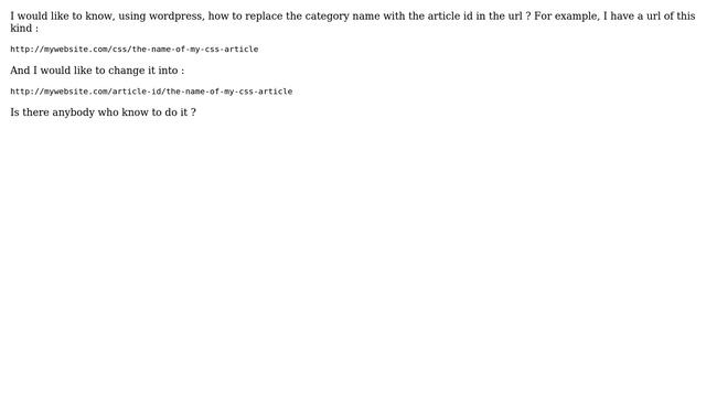 Wordpress: Replace category name with article id in wordpress urls смотреть онлайн