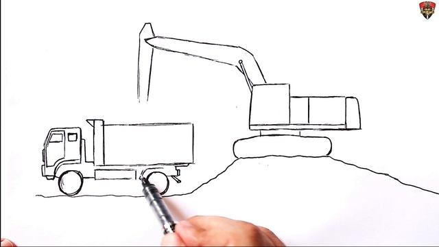 How to draw a Excavator Loading Dump Truck | Drawing Tutorial смотреть онлайн