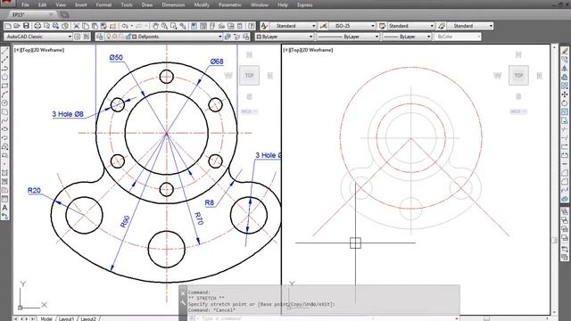 2D Autocad practice drawing EX.15 смотреть онлайн