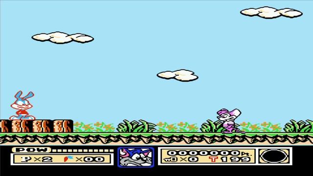 Прохождение игр на DENDY (NES): TINY TOON ADVENTURES (SUPER MARIO BROS 6). Уровень 1-1. смотреть онлайн