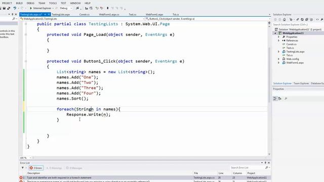 C# How to fix error Type and identifier are both required in a foreach statement смотреть онлайн