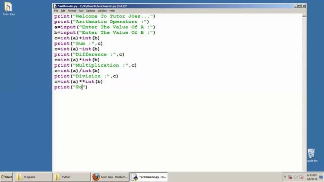Python Tutorial : Arithmetic Operators In Python Tamil Part-3 смотреть онлайн