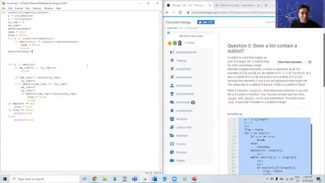 Algorithm for finding a sublist in Python смотреть онлайн