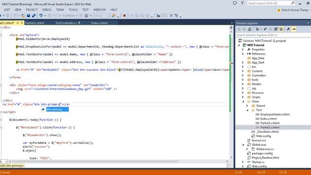 Part 20- Add Edit Record using Partial View , JQuery and bootstrap popup(Modal) in ASP.NET MVC смотреть онлайн