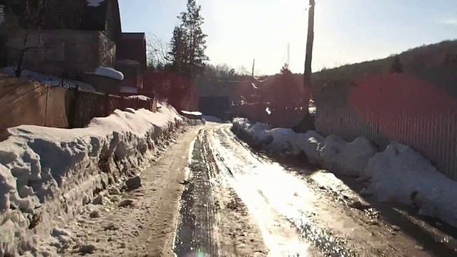 Olympus TG-2, видео FullHD против солнца, чавкающая весна под Новосибирском, 23 марта 2014 года