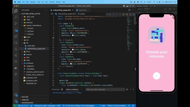 Animation Introduction Screen with Lottie Flutter | Animation transition | 7 minutes | Easy смотреть онлайн