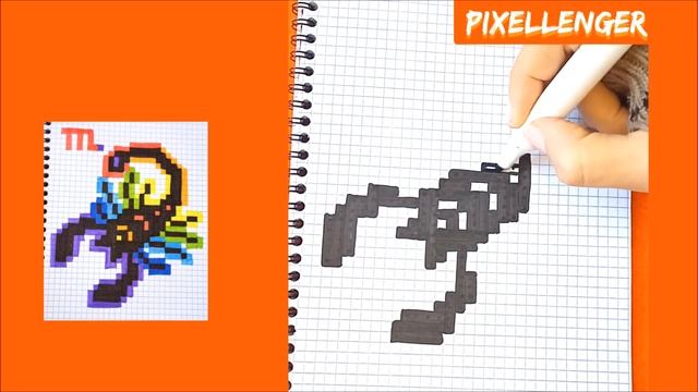 Как рисовать по клеточкам Скорпиона Знак Зодиака Астрология Простые рисунки How to Draw Pixel Art смотреть онлайн