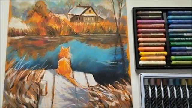 Тестирую масляную пастель - серые оттенки. Рисую рыжего кота. I'm testing oil pastels - gray shades смотреть онлайн