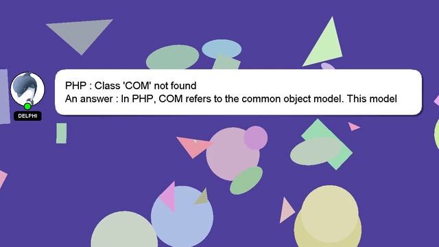 PHP : Class 'COM' not found смотреть онлайн