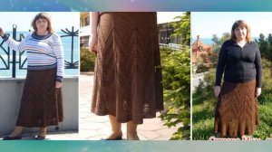 ?Самые модные тёплые вязаные юбки ?очень красивыми узорами.