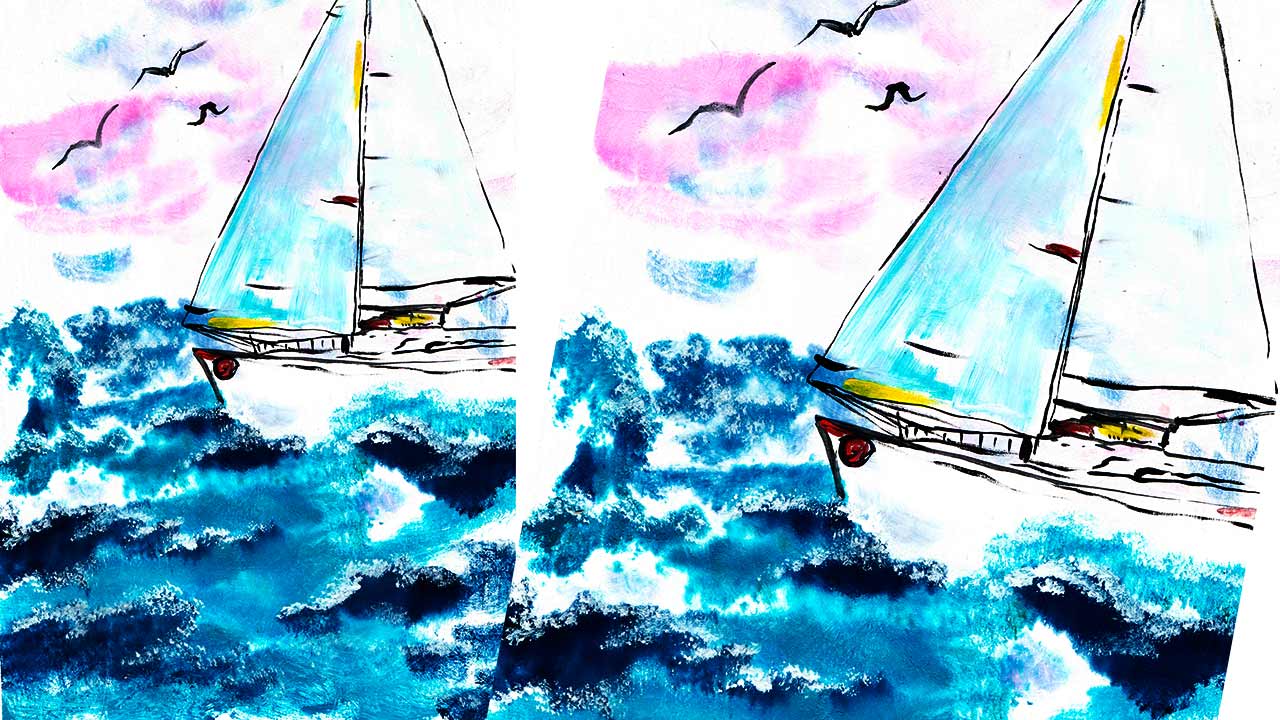Как нарисовать морской пейзаж. Рисуем яхту. смотреть онлайн
