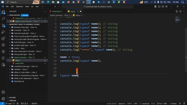 JavaScript Full Course In Bangla 2023 | Typeof Operator | Episode -17 | By [ST SABBIR] - 2023 смотреть онлайн
