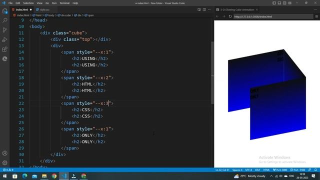 How To Make Animation 3-D Rotating Glowing Cube using HTML & CSS Only | Web Development Tutorial смотреть онлайн