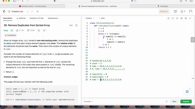 Leetcode 26 Remove Duplicates from Sorted Array Python смотреть онлайн