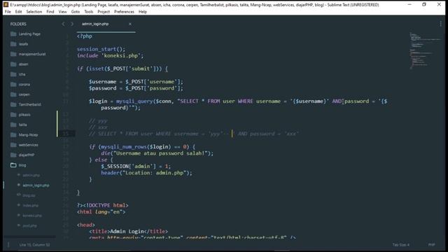 SQL INJECTION dasar untuk BYPASS LOGIN bahasa indonesia + Cara mengatasinya смотреть онлайн