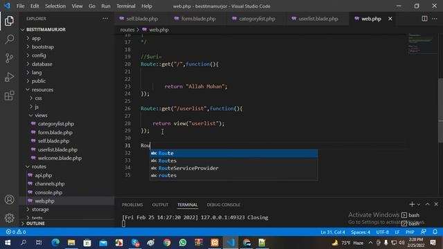 Laravel Routing get Blade and php file show in View смотреть онлайн