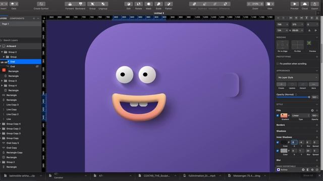 Создание и анимация трехмерных персонажей с помощью Sketch и After Effects.