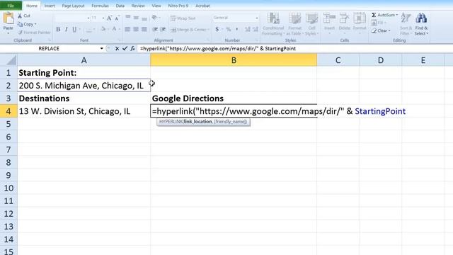 Excel - Hyperlink & Google Maps Directions смотреть онлайн
