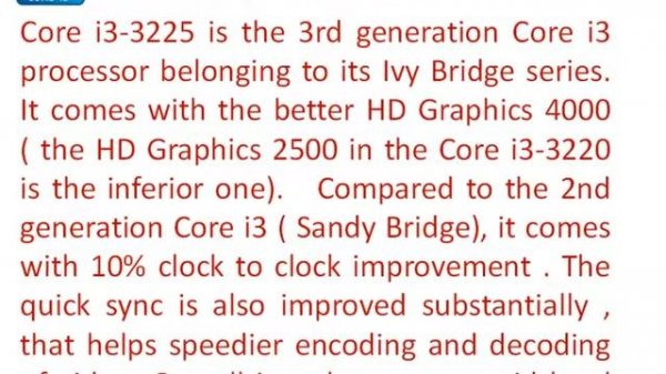 Core i3-3220 Vs Core i3-3225