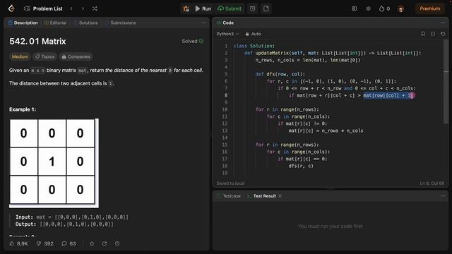 LeetCode 문제 542. 01 Matrix 파이썬 풀이 смотреть онлайн