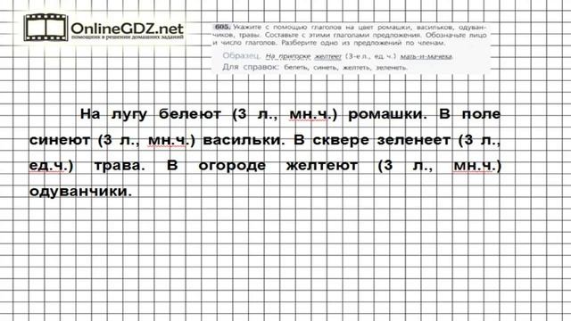 Задание № 605 — Русский язык 5 класс (Ладыженская, Тростенцова) смотреть онлайн