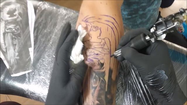 Fallen angel tattoo - normal speed+time lapse смотреть онлайн