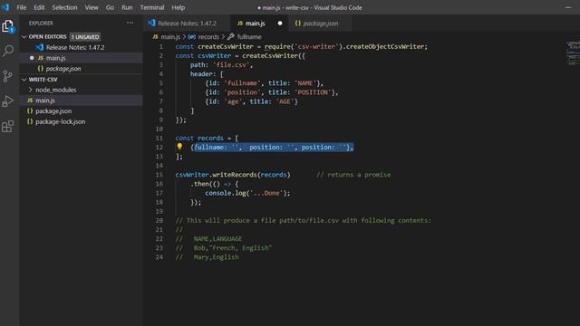 How to Write CSV File in Nodejs смотреть онлайн