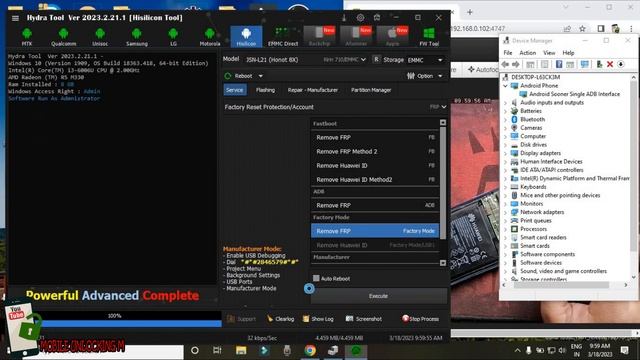 HiSilicon Kirin 710 FRP Unlock Fail Hydra Tool   March/2023