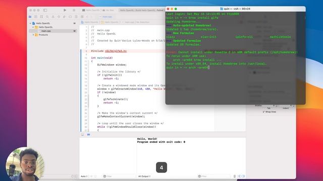 OpenGL GLFW Hello World: M1 Macbook Pro + Xcode смотреть онлайн