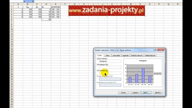 Prezentacja danych - histogram liczebności do samodzielnego wykonania w arkuszu MS Excel смотреть онлайн