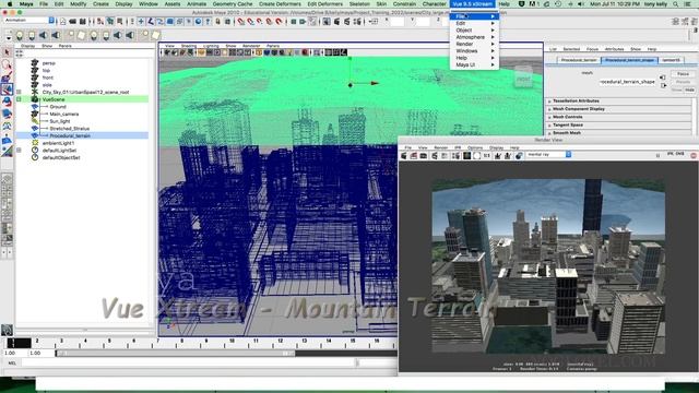 Maya and Vue Xtream Plugin Adding Mountain Terrain смотреть онлайн