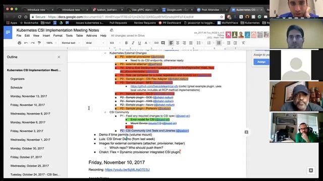 Kubernetes SIG Storage - CSI Implementation Workgroup 20171113 смотреть онлайн