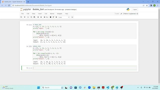 1. Bubble Sort in Python. смотреть онлайн
