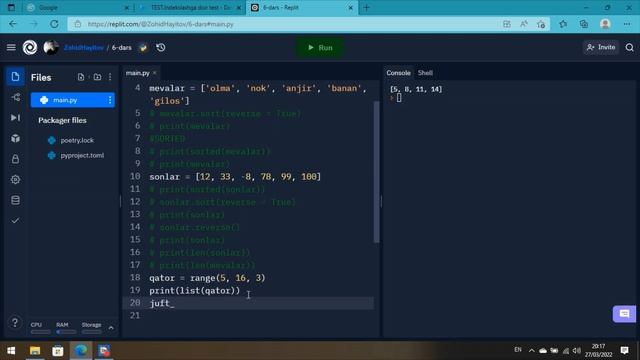#6-dars. LIST lar ustida turli amallar.//PYTHON DARSLARI смотреть онлайн