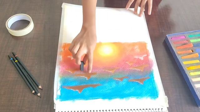 Soft Pastel Drawing for Beginners || Water Scenery Drawing смотреть онлайн